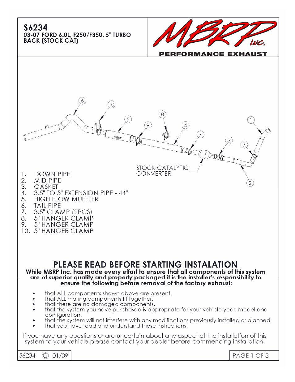 MBRP S6234 User Manual | 3 pages