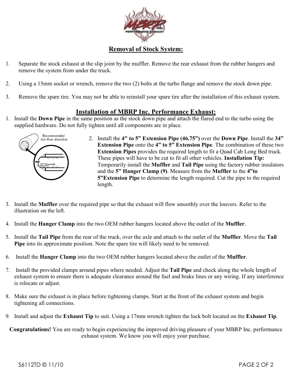 MBRP S6112TD User Manual | Page 2 / 2