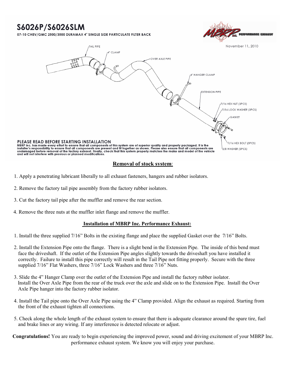 MBRP S6026SLM User Manual | 1 page