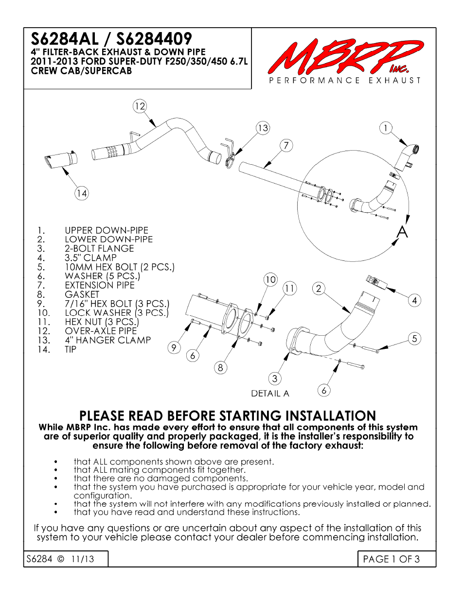 MBRP S6284409 User Manual | 3 pages