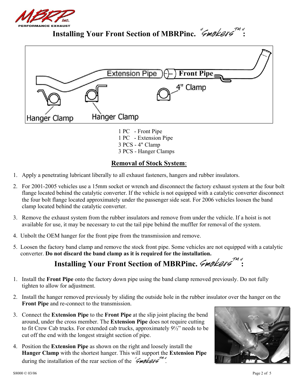 Smokers | MBRP S8000 User Manual | Page 2 / 5