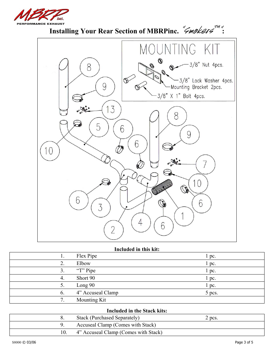 Smokers | MBRP S8000 User Manual | Page 3 / 5