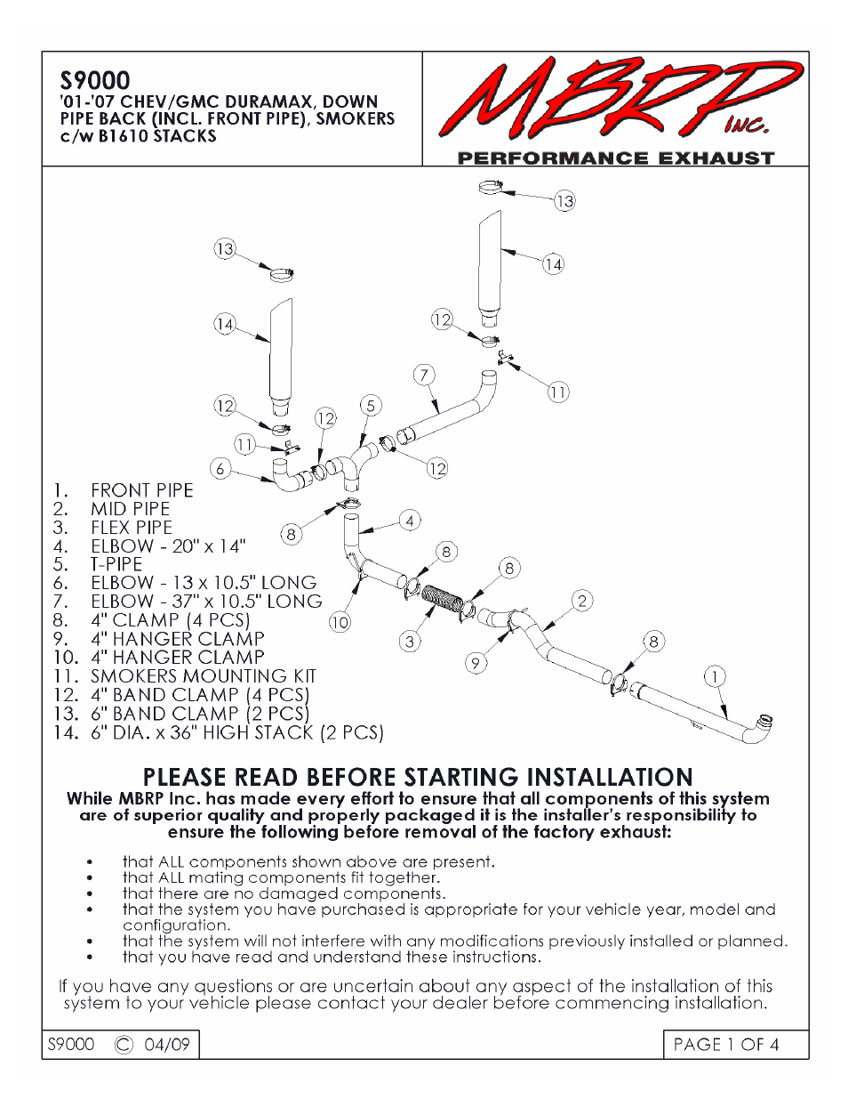 MBRP S9000 User Manual | 4 pages