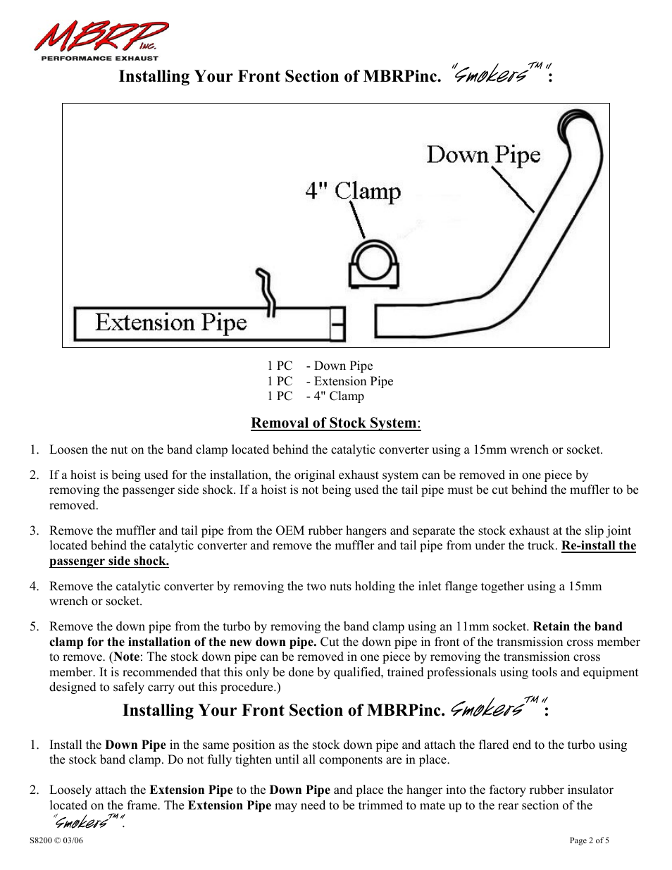 Smokers | MBRP S8200 User Manual | Page 2 / 5