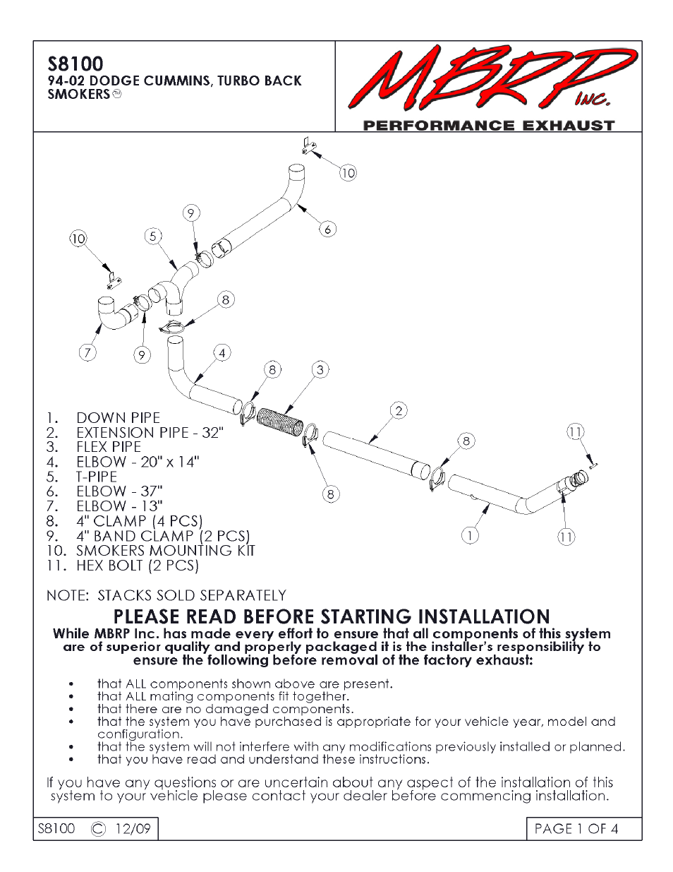 MBRP S8100 User Manual | 4 pages