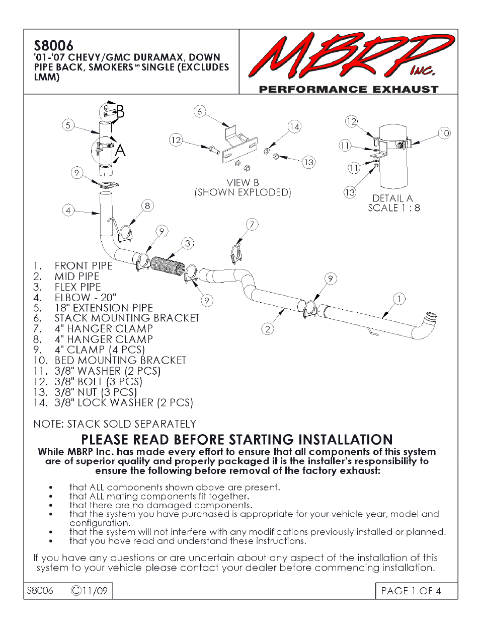 MBRP S8006 User Manual | 4 pages