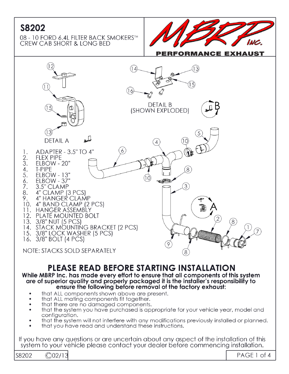 MBRP S8202 User Manual | 4 pages