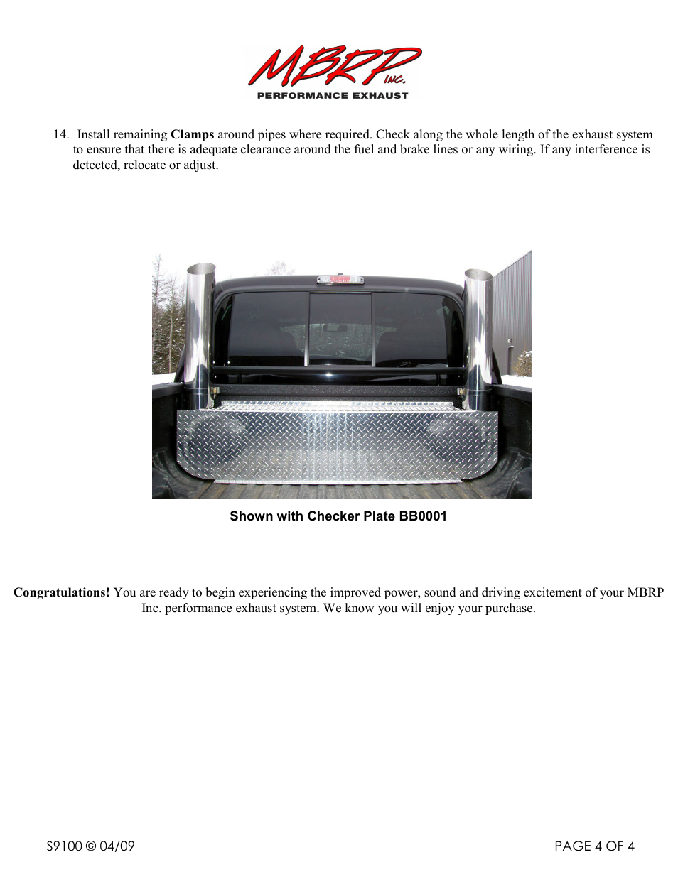 MBRP S9100 User Manual | Page 4 / 4