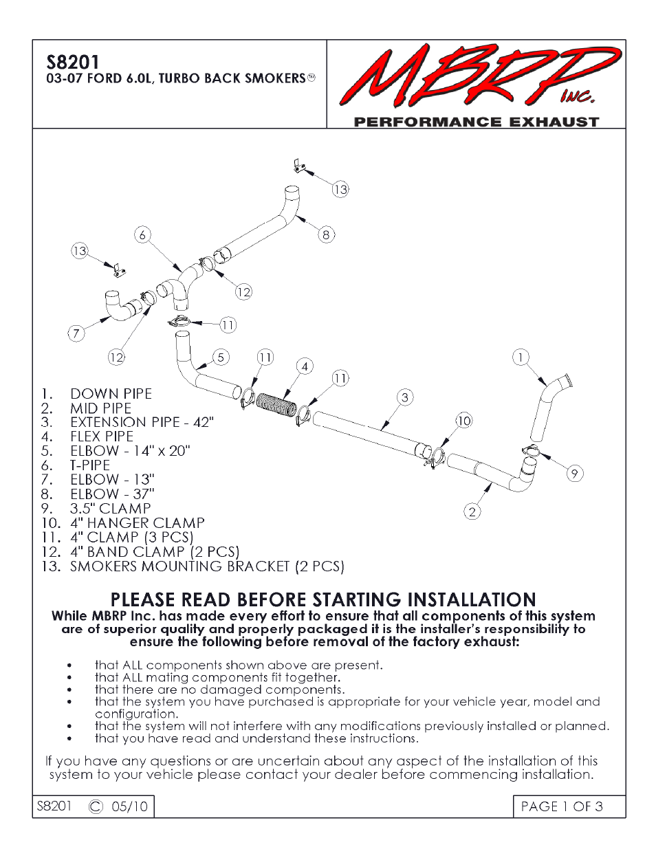 MBRP S8201 User Manual | 4 pages
