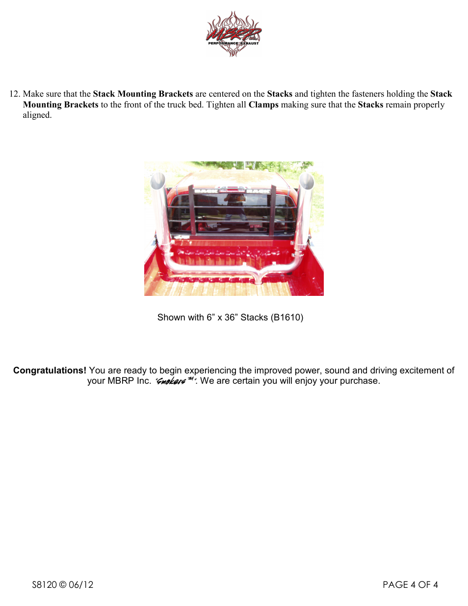 Smokers | MBRP S8120 User Manual | Page 4 / 4