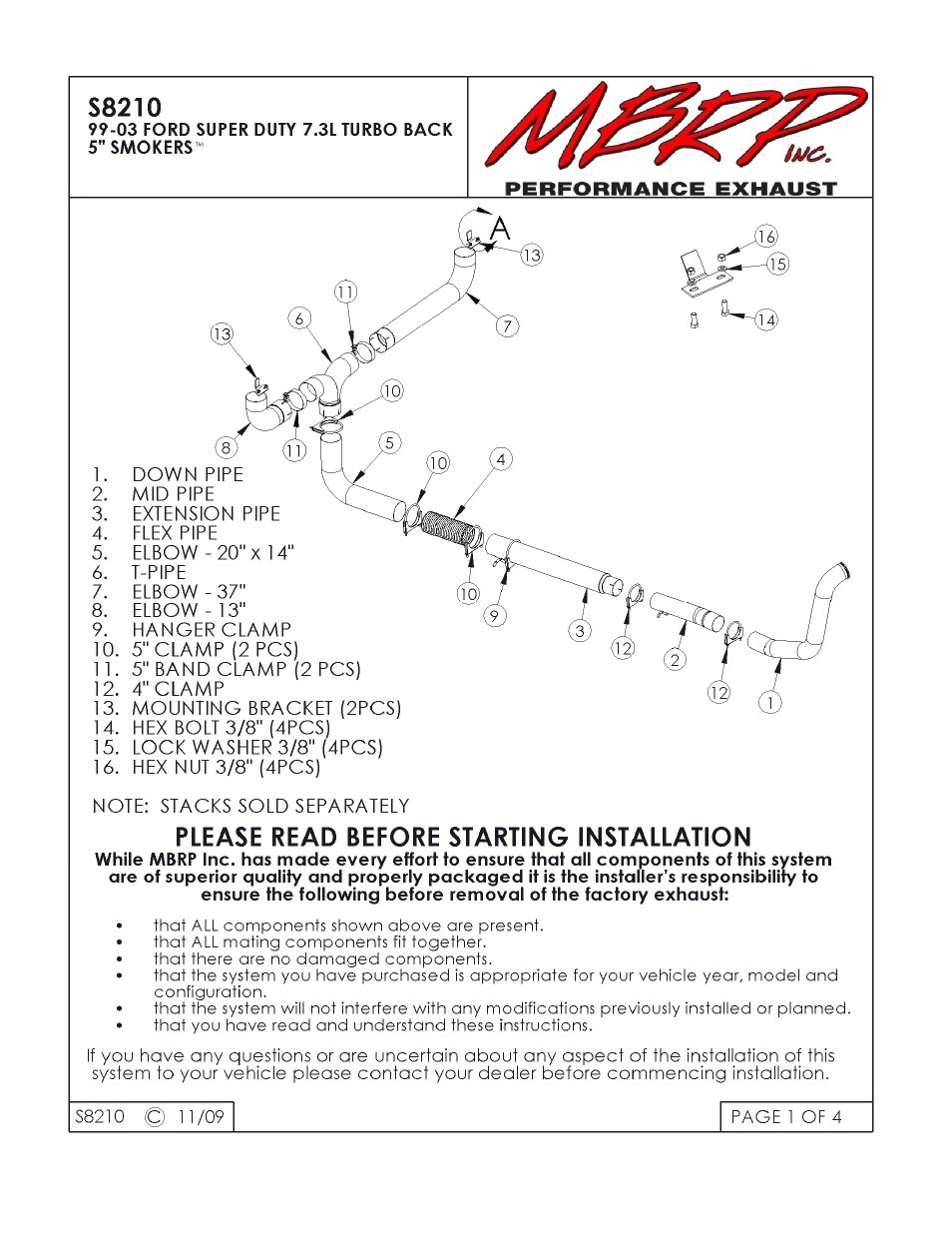 MBRP S8210 User Manual | 4 pages