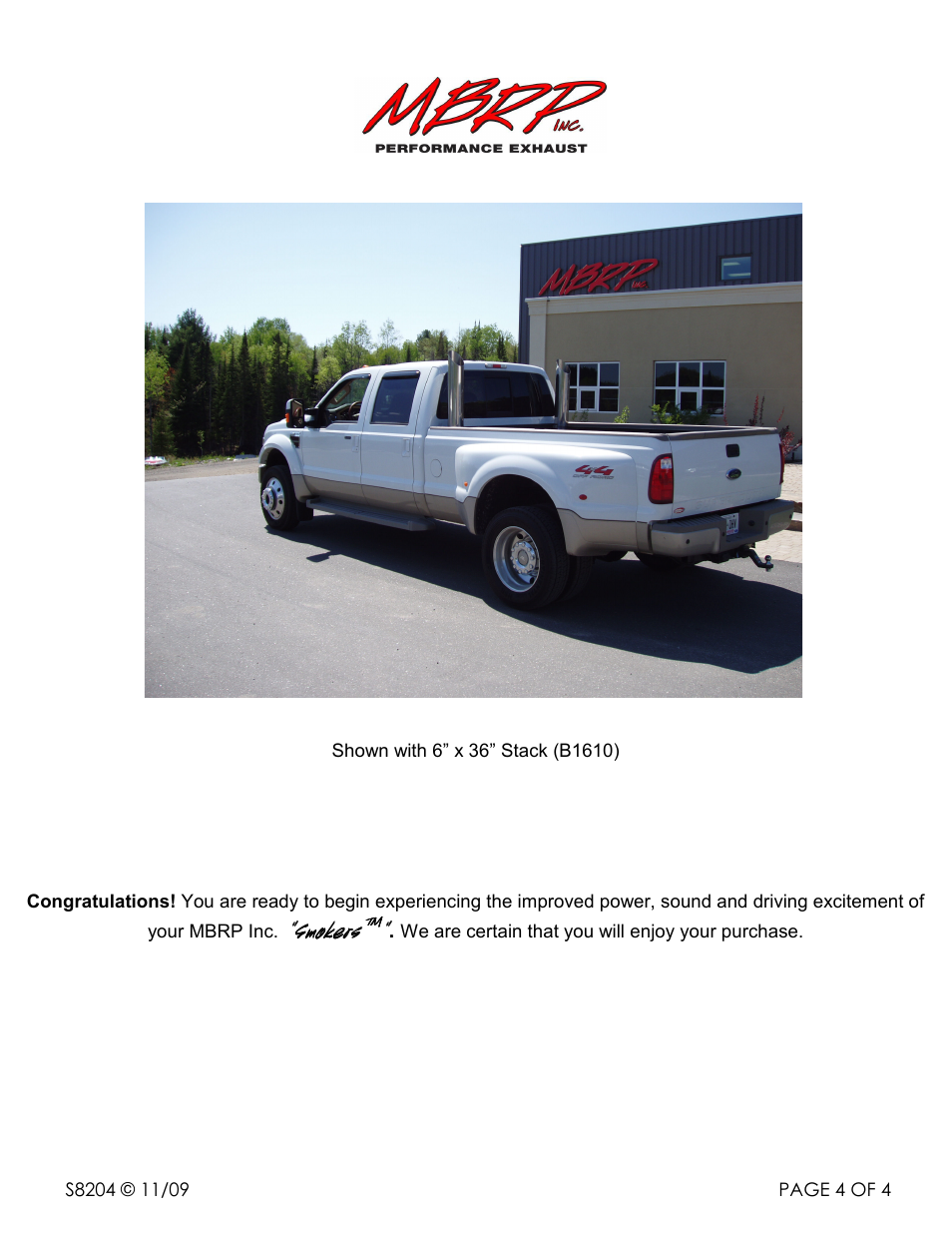 Smokers | MBRP S8204 User Manual | Page 4 / 4
