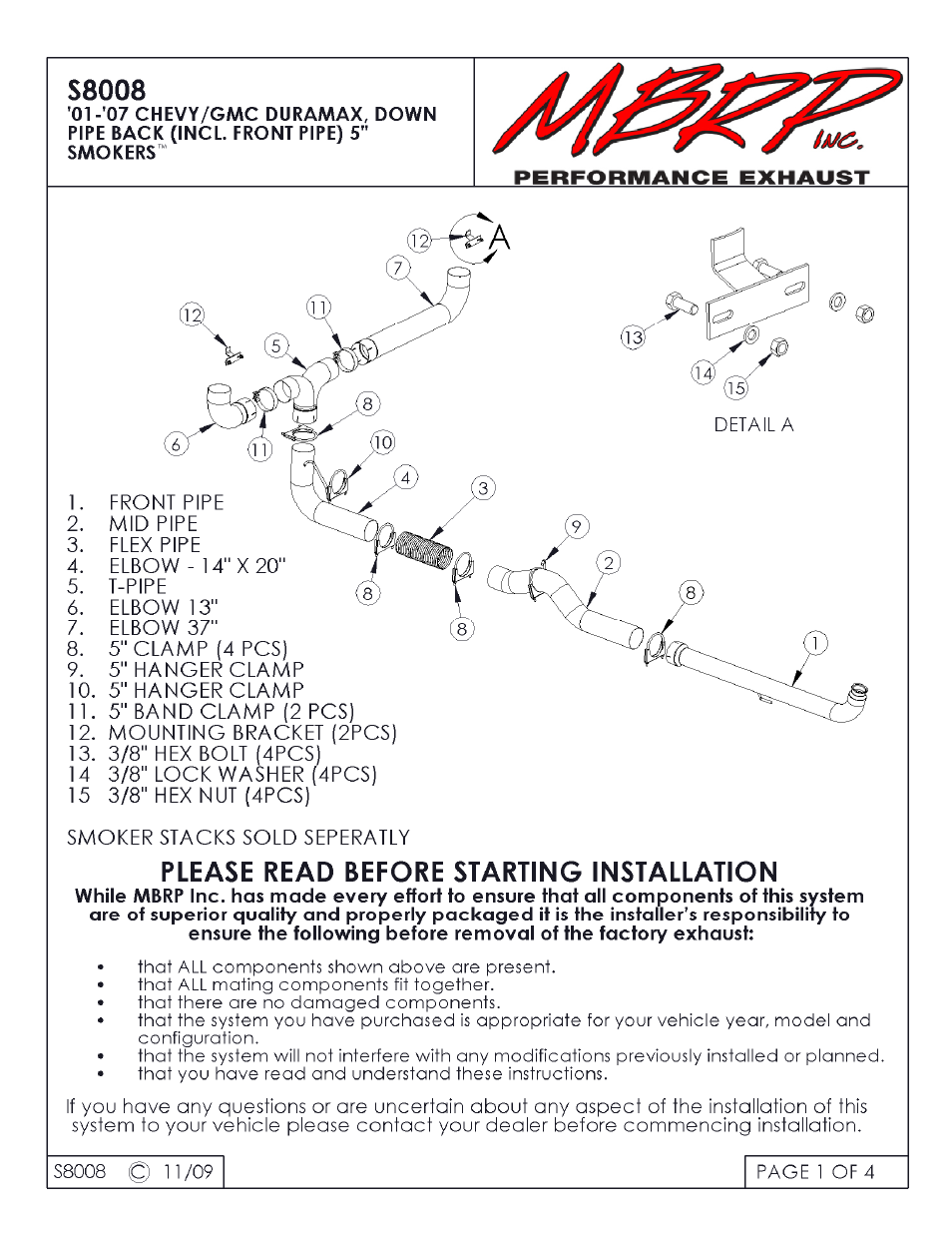 MBRP S8008 User Manual | 4 pages