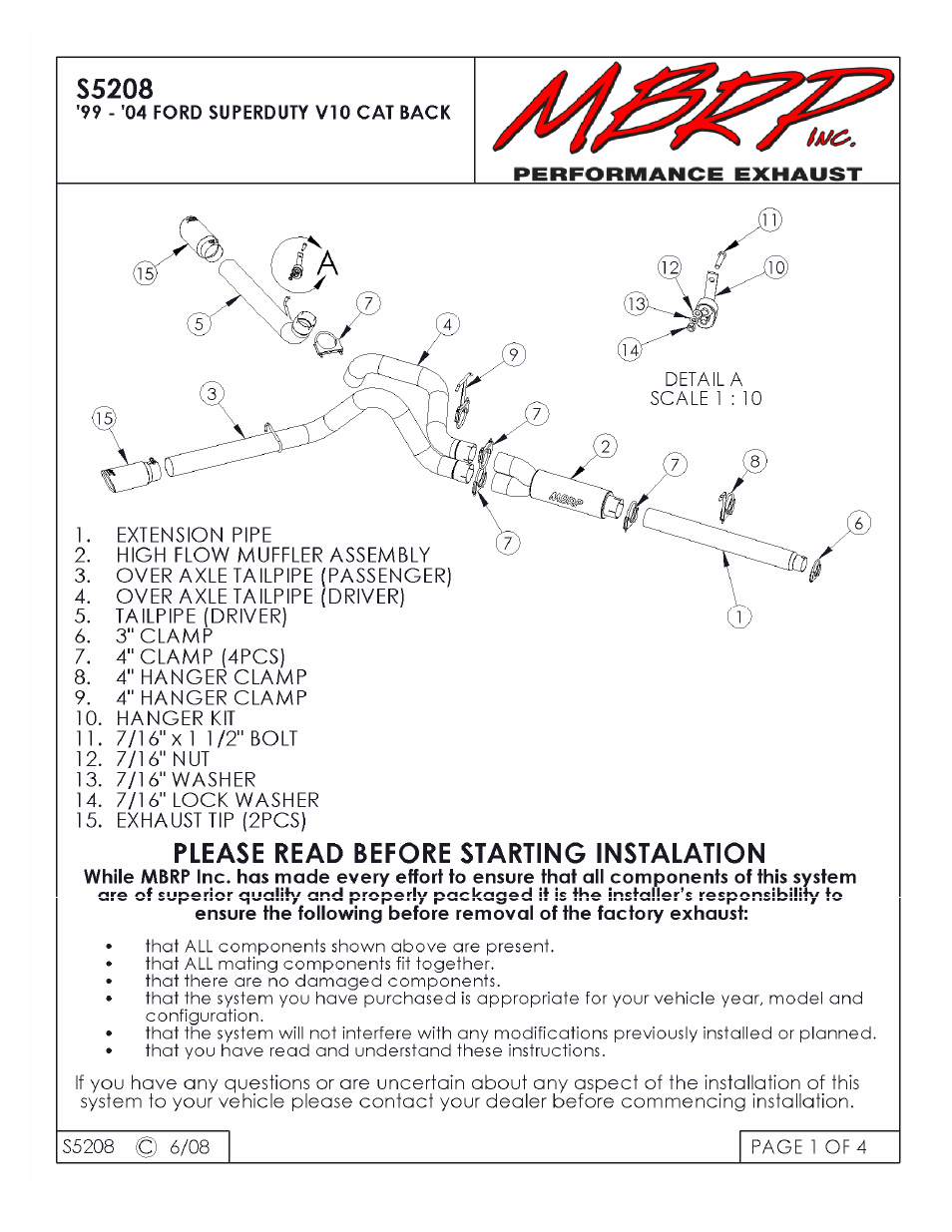 MBRP S5208 User Manual | 4 pages