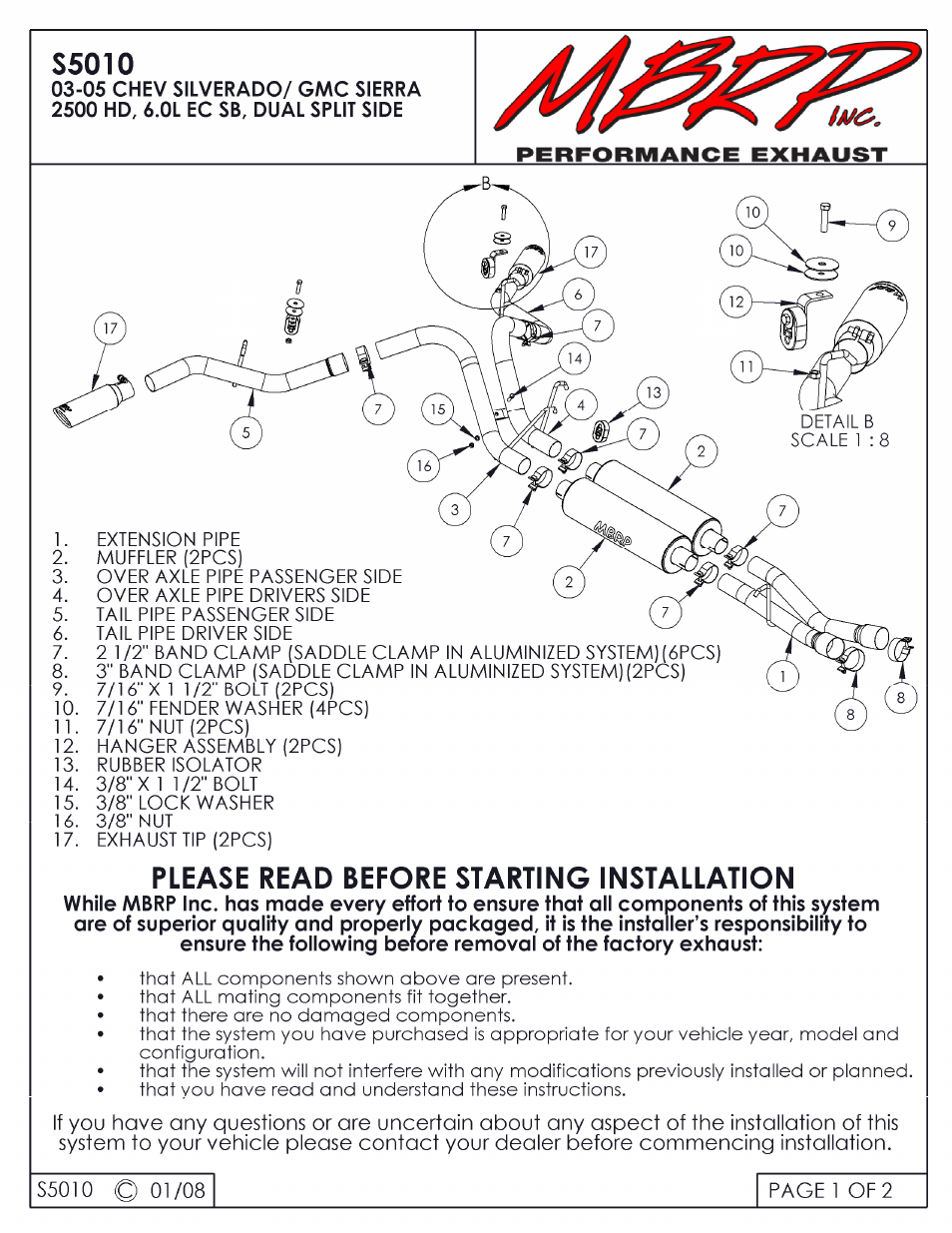 MBRP S5010 User Manual | 2 pages