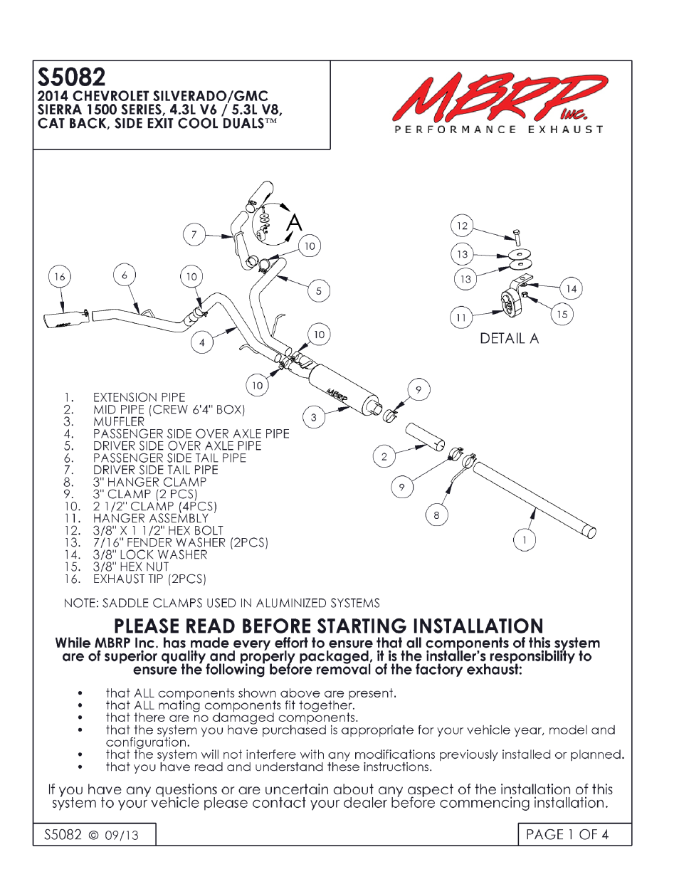 MBRP S5082 User Manual | 4 pages