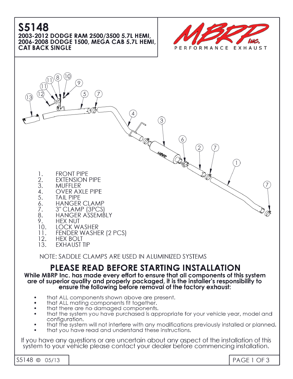 MBRP S5148 User Manual | 3 pages