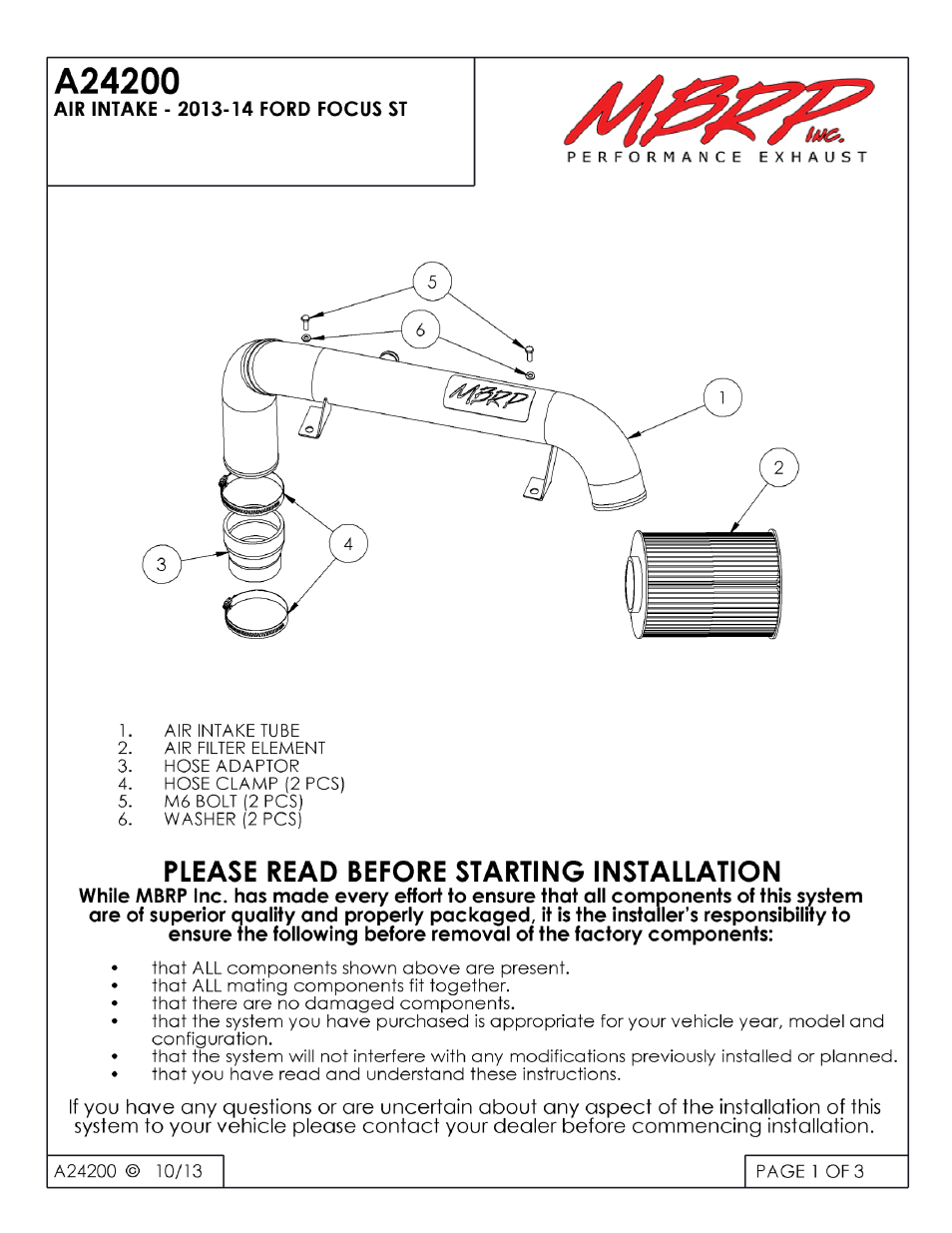 MBRP A24202 User Manual | 3 pages