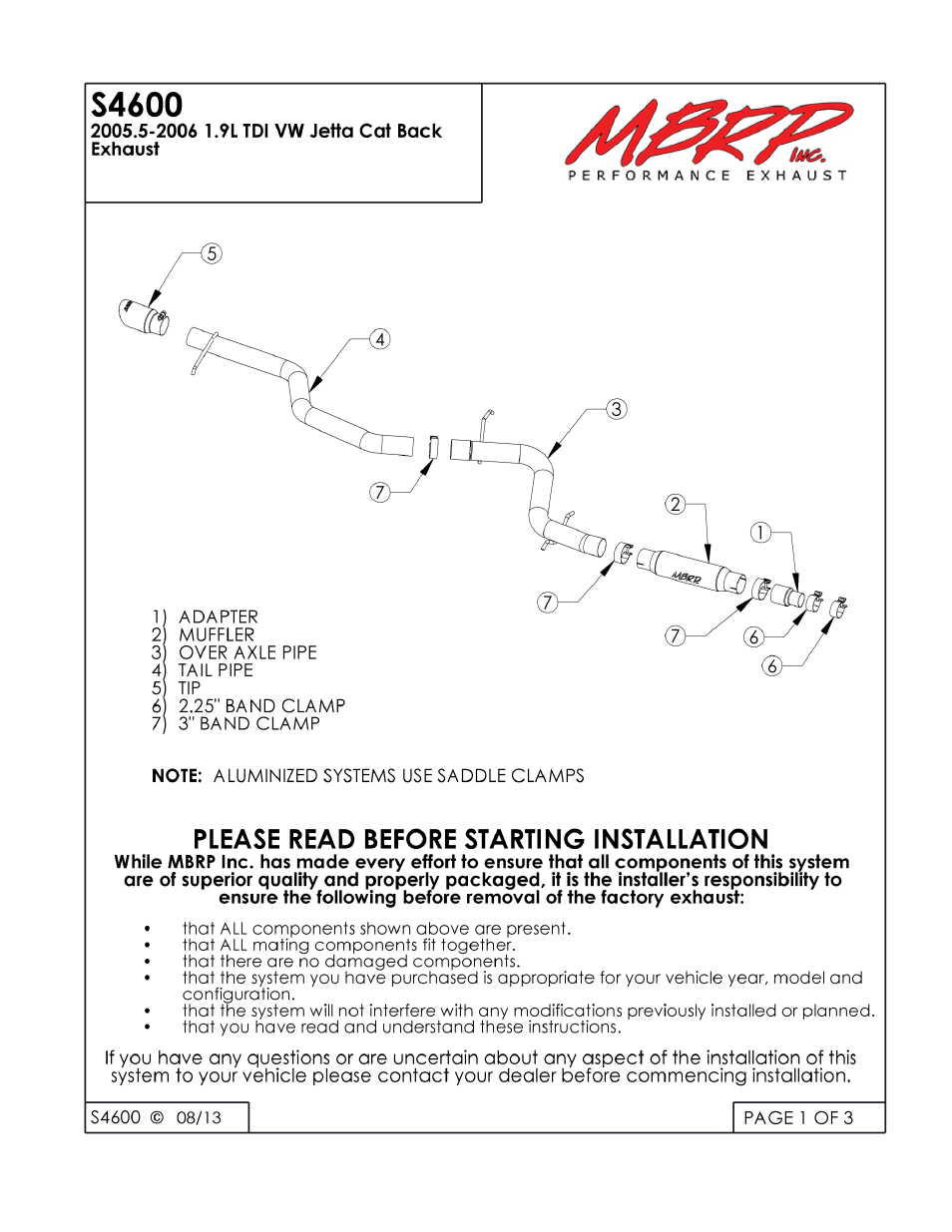 MBRP S4600 User Manual | 3 pages