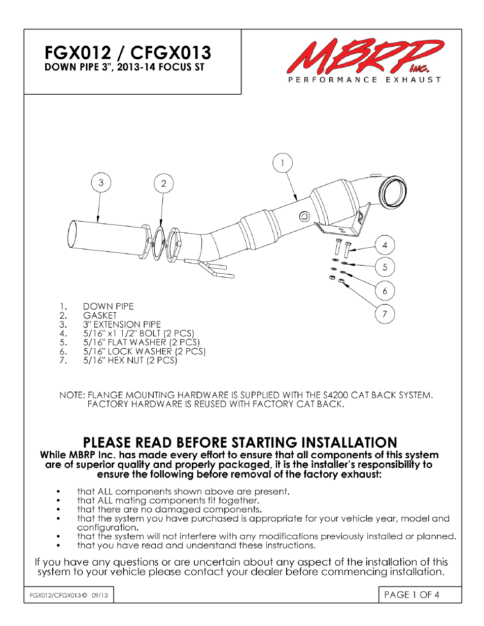 MBRP CFGX013 User Manual | 4 pages