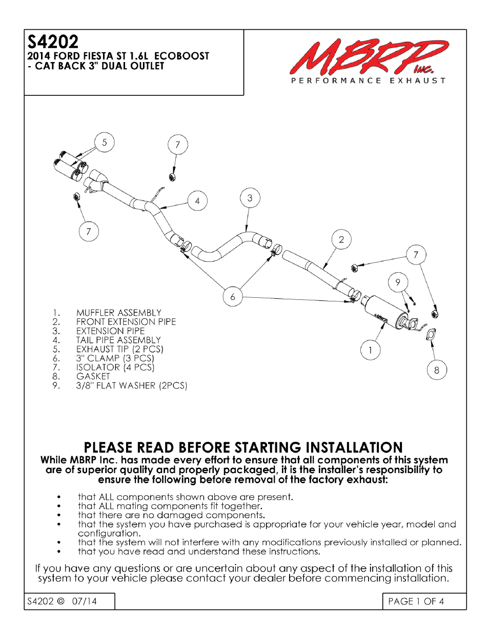 MBRP S4202 User Manual | 4 pages