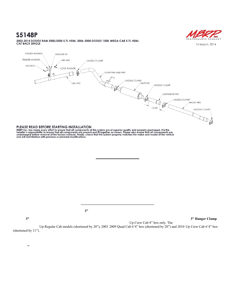 MBRP S5148P User Manual | 1 page