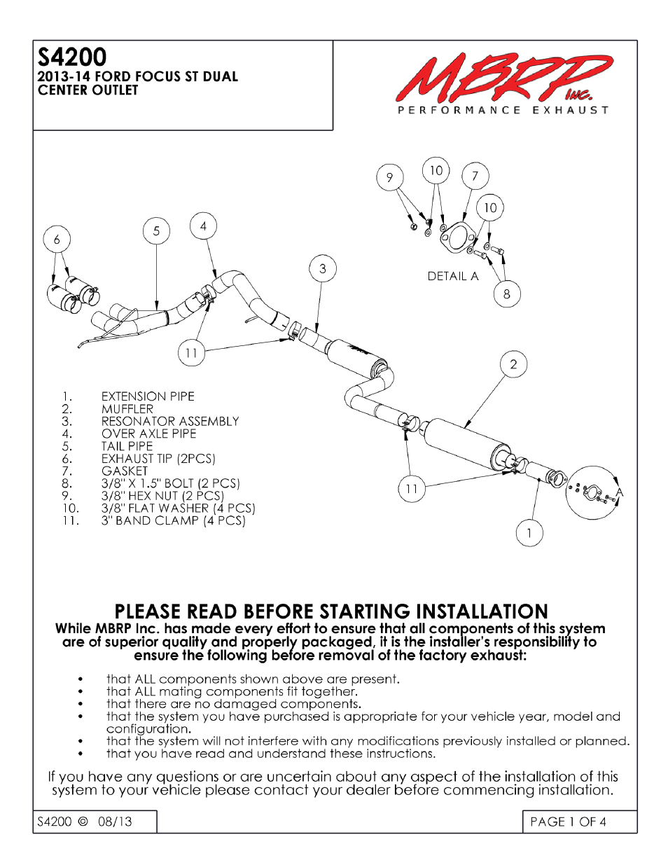 MBRP S4200 User Manual | 4 pages