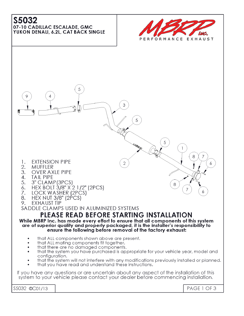 MBRP S5032 User Manual | 3 pages