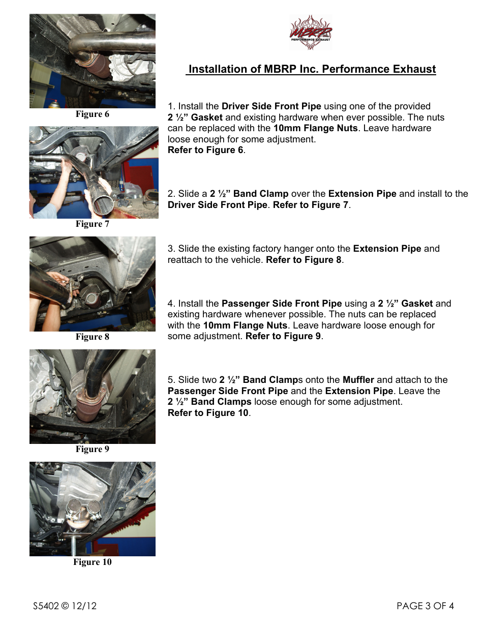 Installation of mbrp inc. performance exhaust | MBRP S5402 User Manual | Page 3 / 4