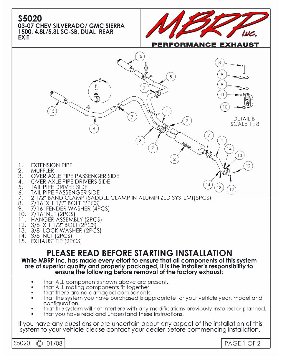 MBRP S5020 User Manual | 2 pages