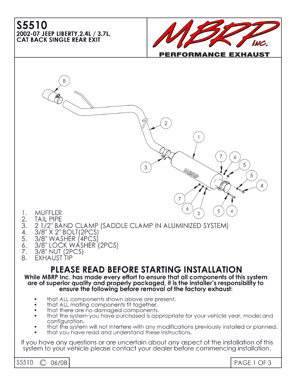MBRP S5510 User Manual | 3 pages
