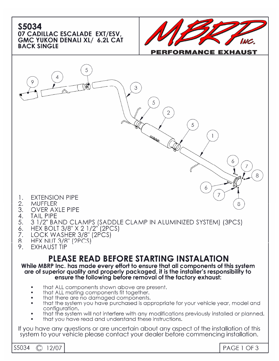 MBRP S5034 User Manual | 3 pages