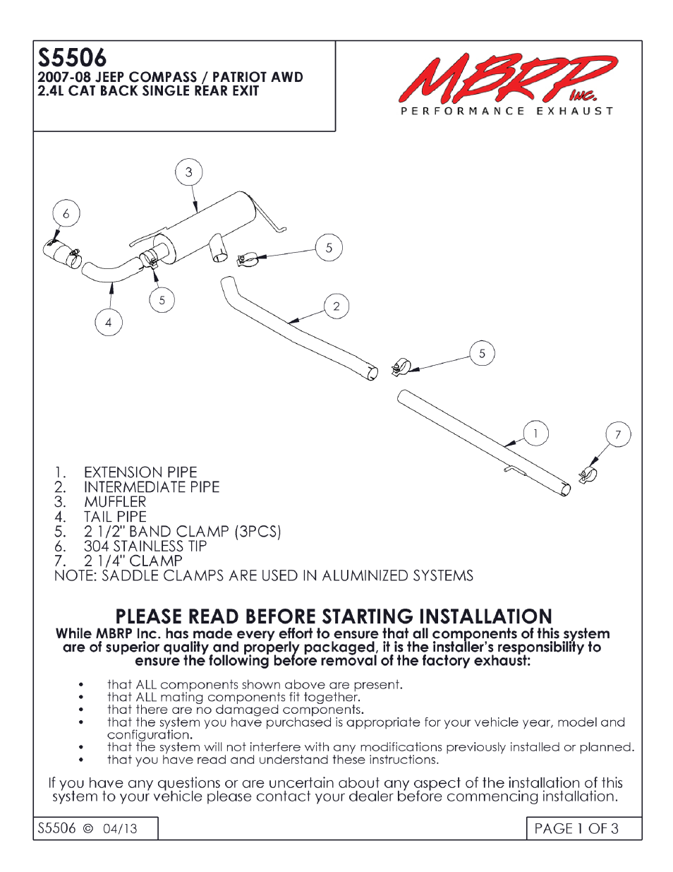 MBRP S5506 User Manual | 3 pages