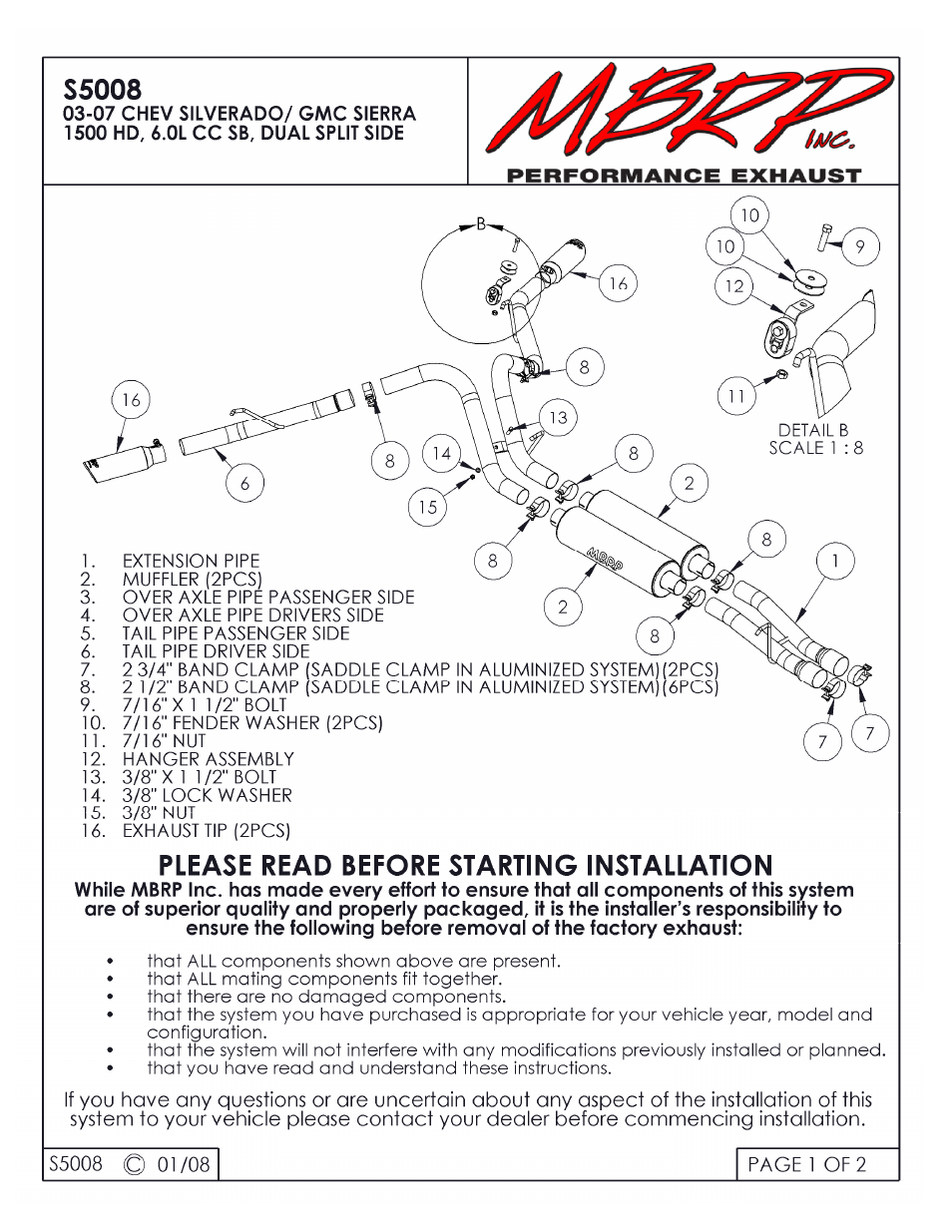 MBRP S5008 User Manual | 2 pages