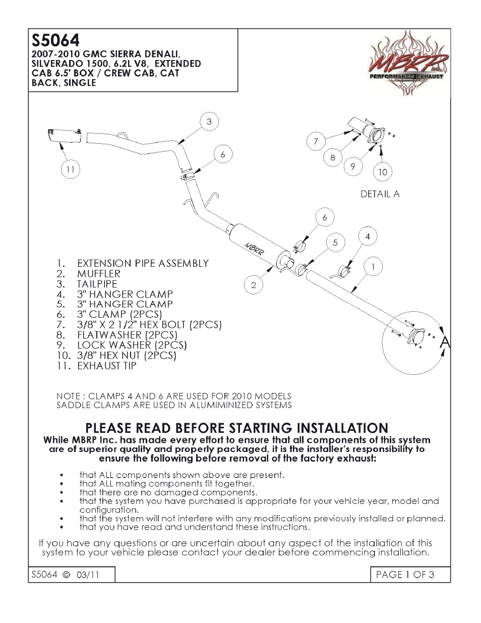 MBRP S5064 User Manual | 3 pages