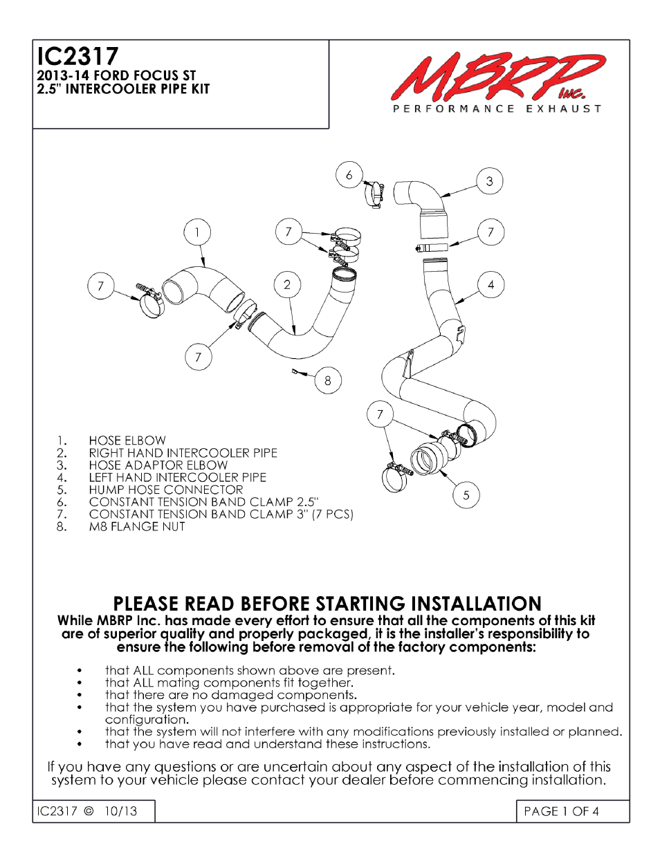 MBRP IC2317 User Manual | 4 pages