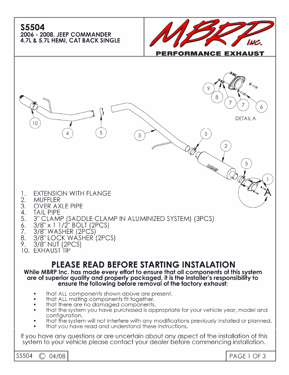 MBRP S5504 User Manual | 3 pages