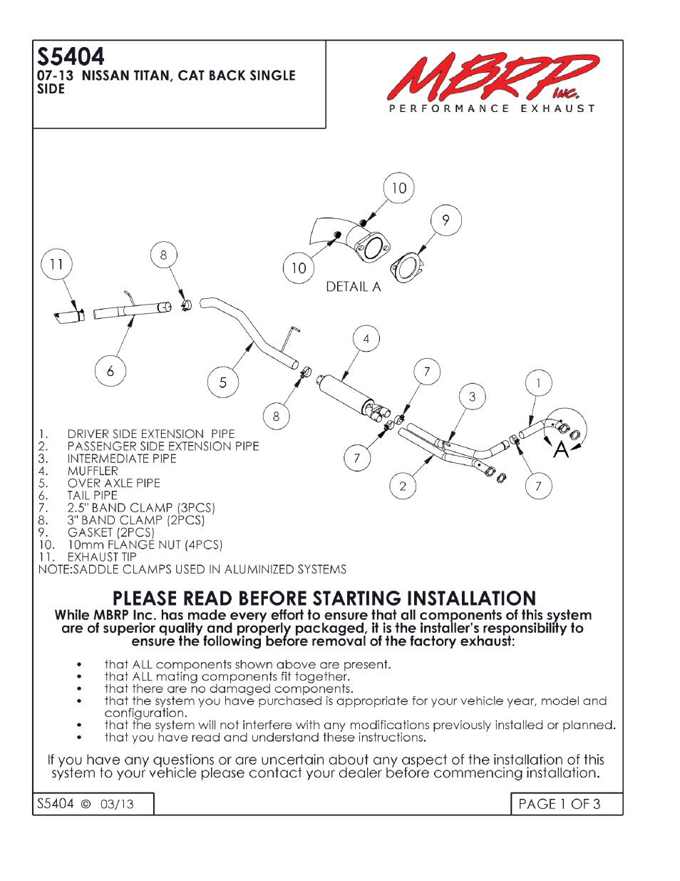 MBRP S5404 User Manual | 3 pages