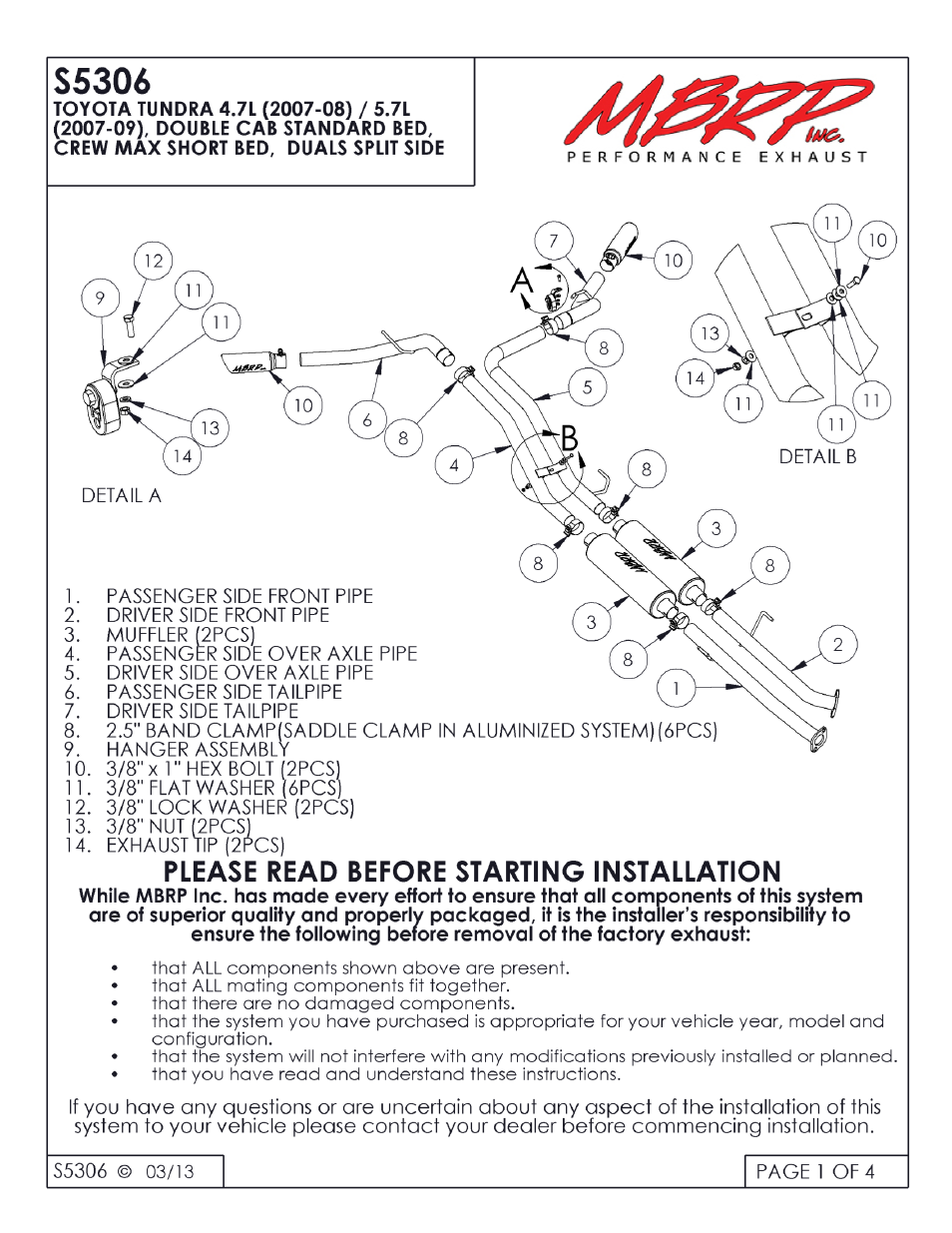 MBRP S5306 User Manual | 4 pages