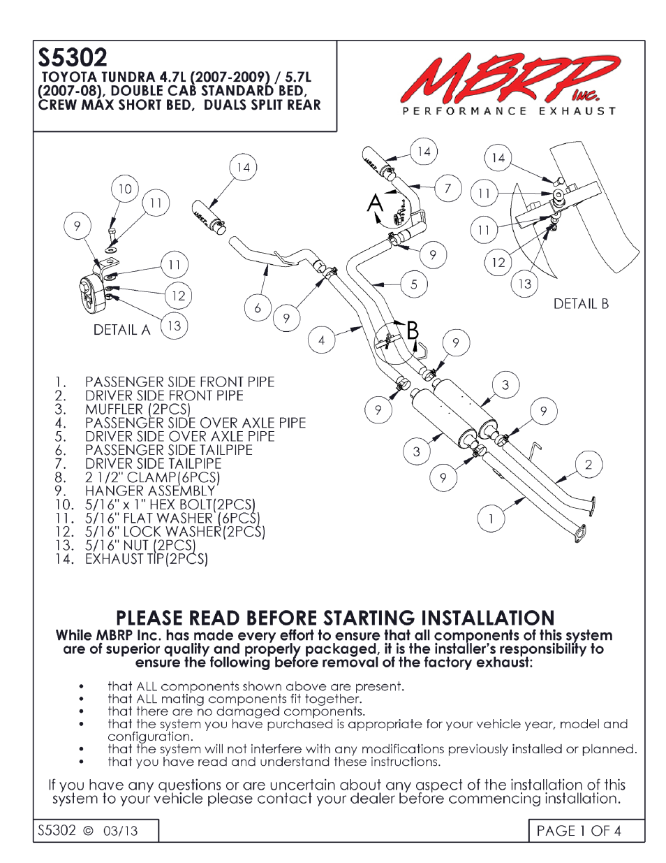 MBRP S5302 User Manual | 4 pages