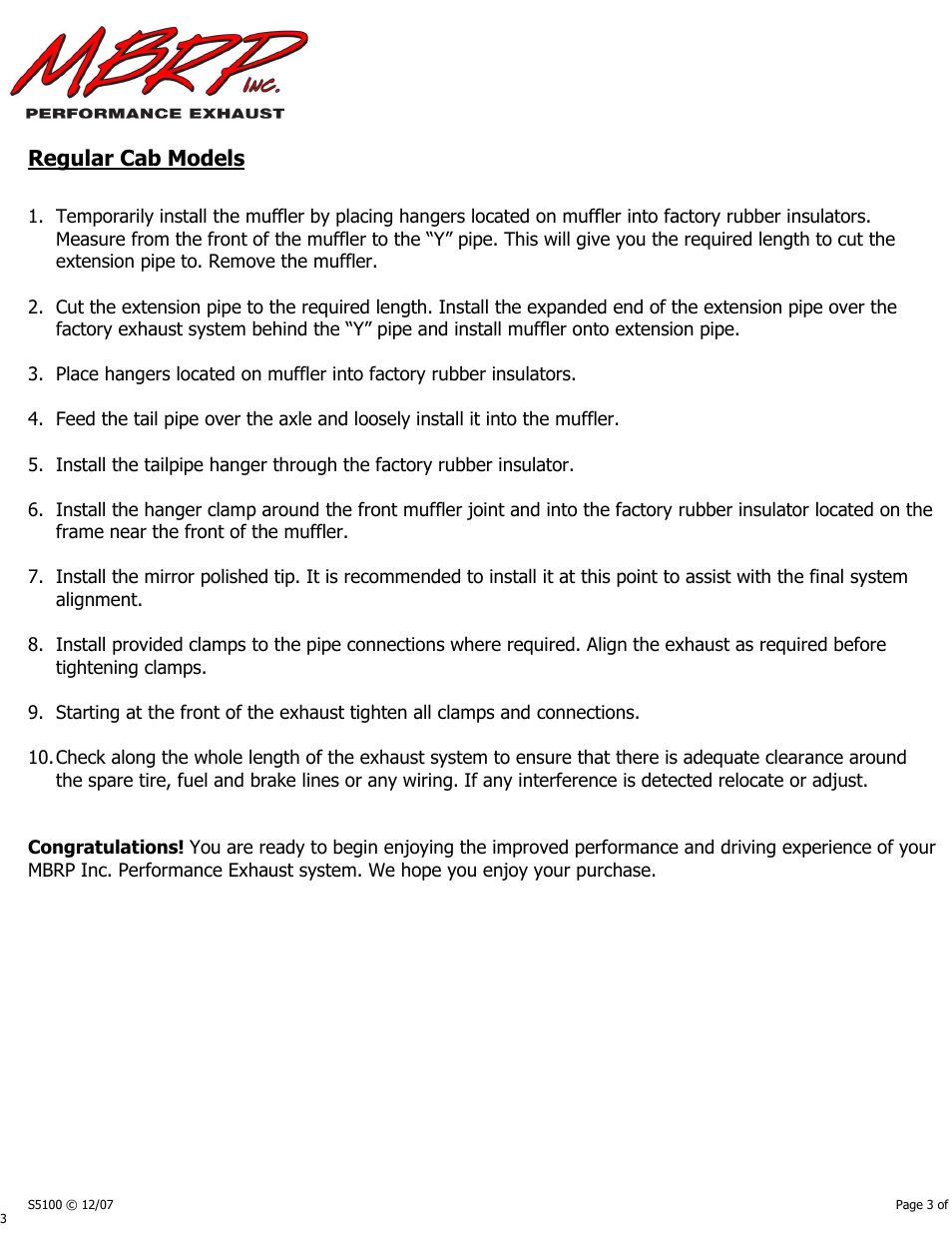 Regular cab models | MBRP S5100 User Manual | Page 3 / 3