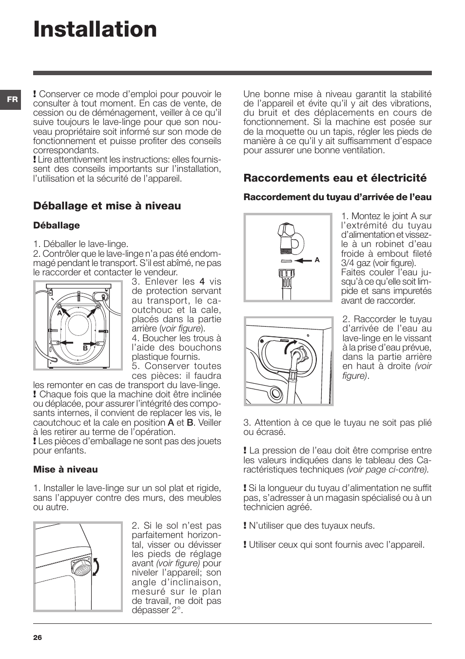 Installation | Indesit IWUD 4125 User Manual | Page 26 / 84