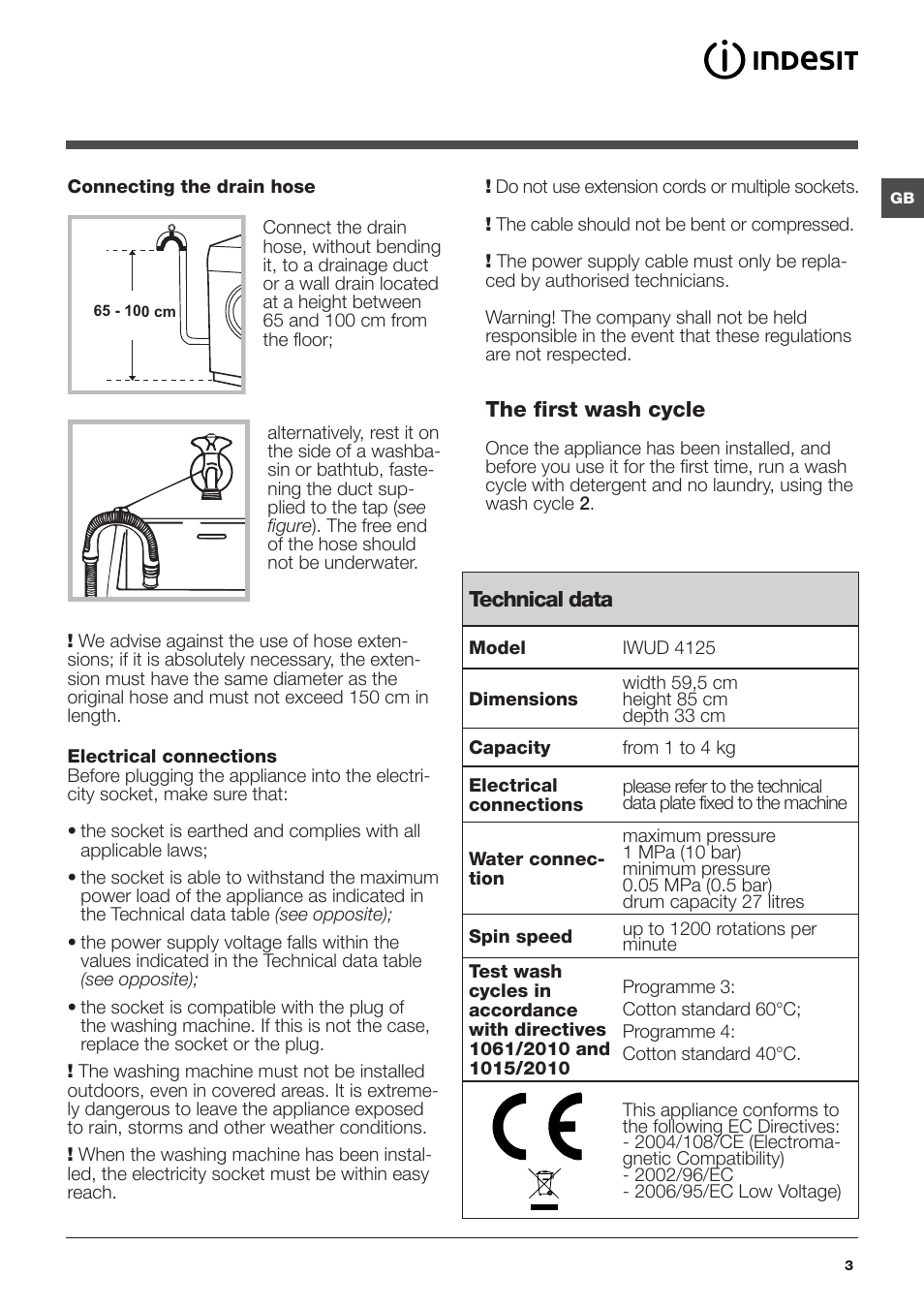 Indesit IWUD 4125 User Manual | Page 3 / 84