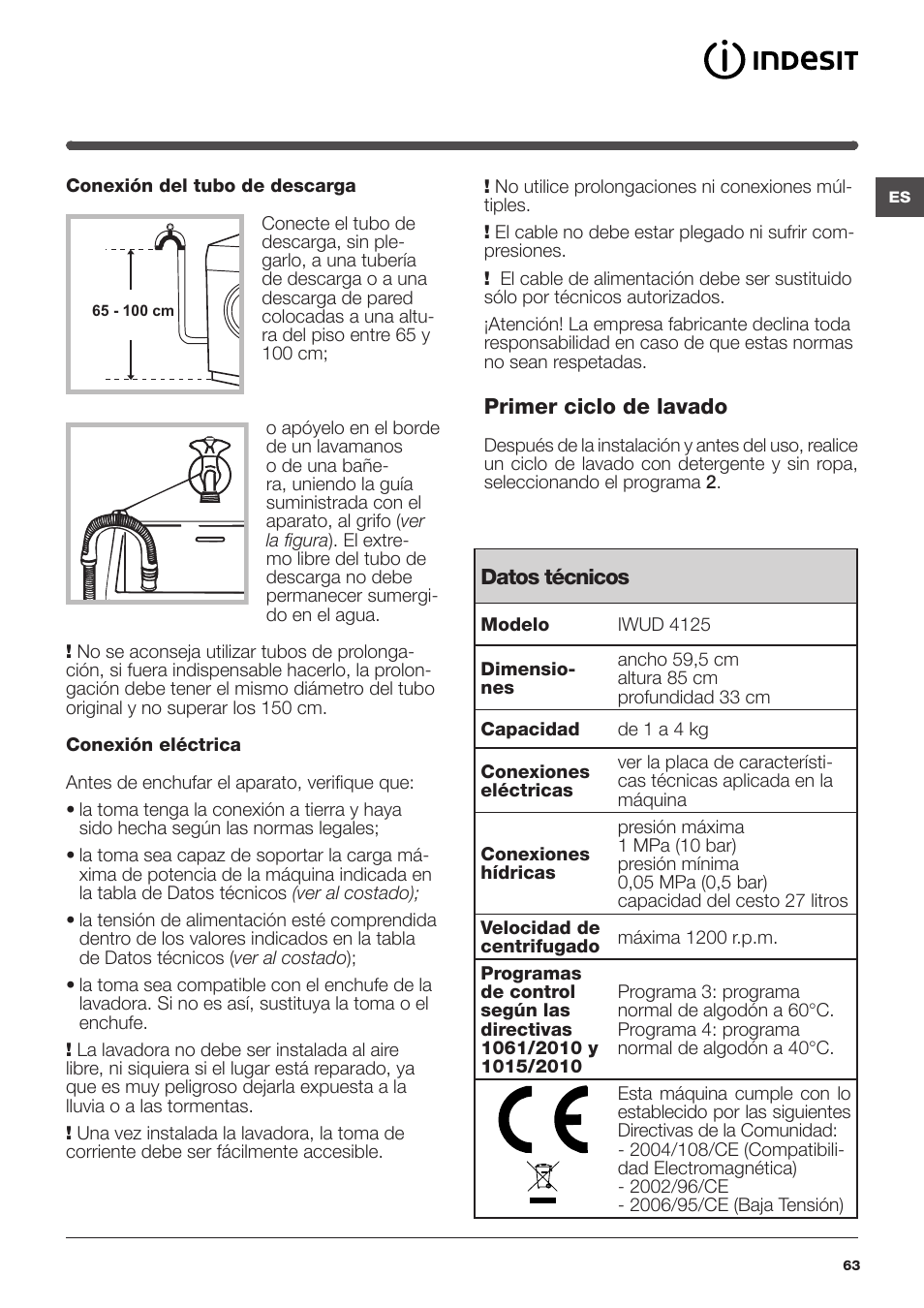 Indesit IWUD 4125 User Manual | Page 63 / 84