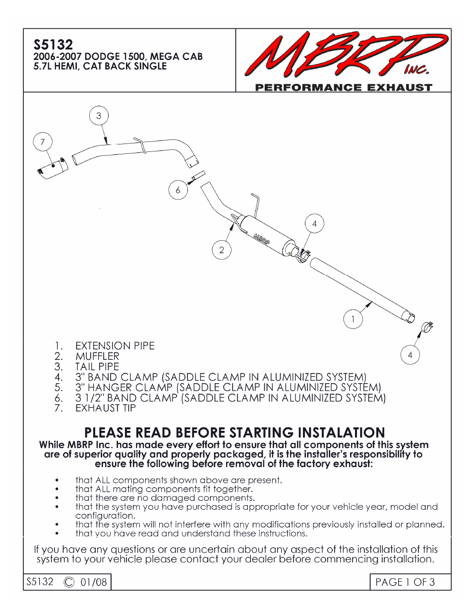 MBRP S5132 User Manual | 3 pages