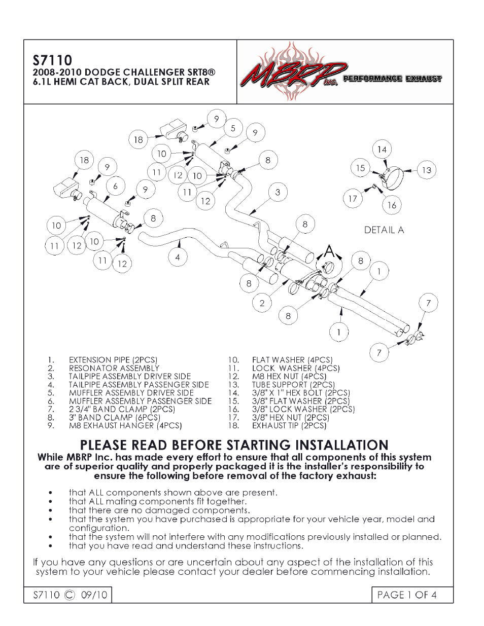 MBRP S7110 User Manual | 4 pages