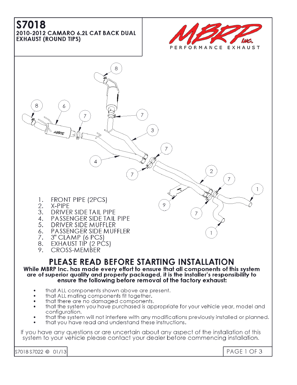 MBRP S7018 User Manual | 3 pages