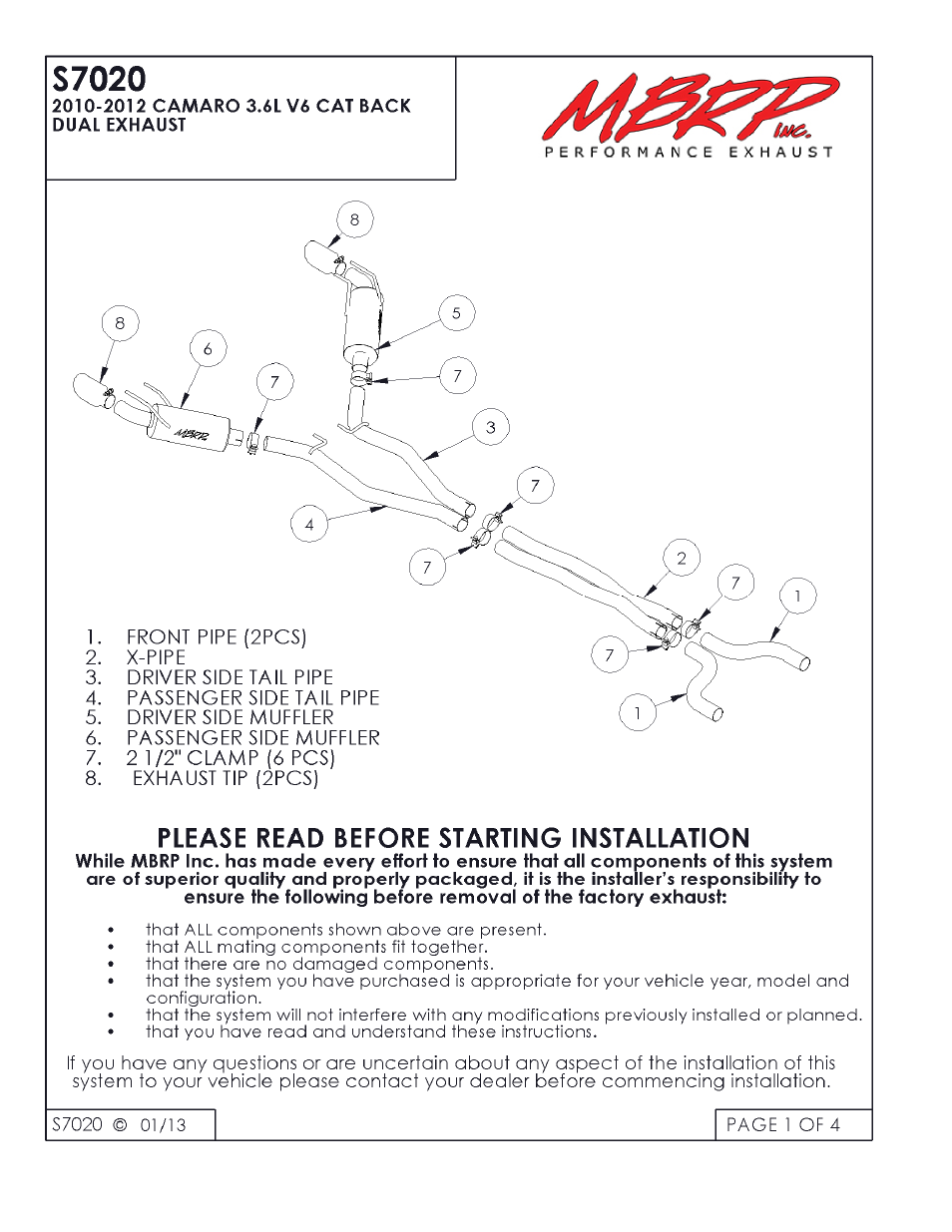 MBRP S7020 User Manual | 3 pages