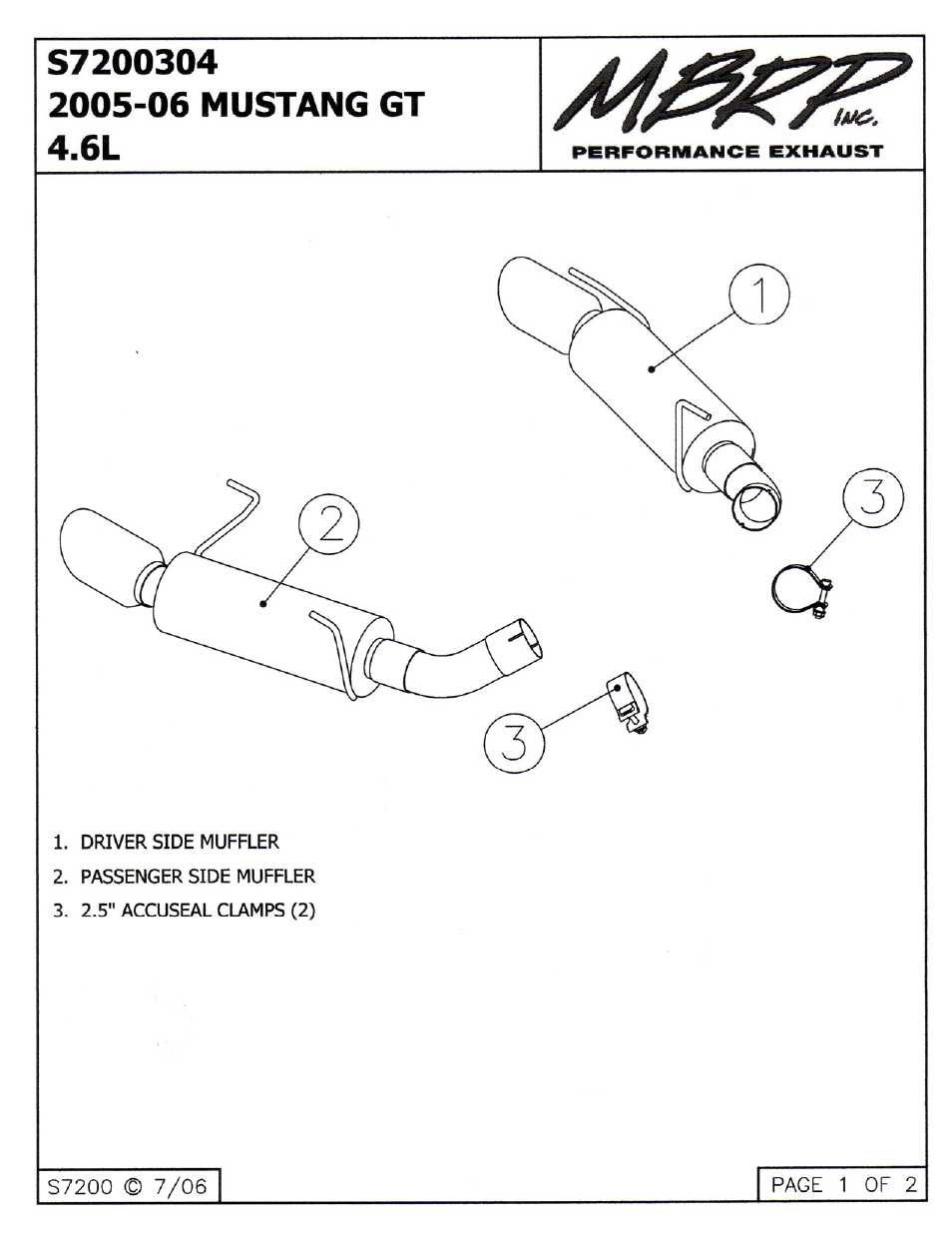 MBRP S7200304 User Manual | 2 pages