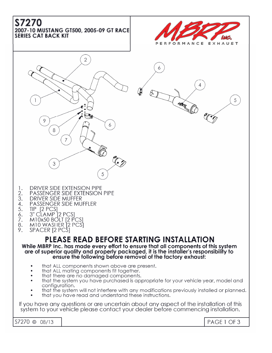 MBRP S7270 User Manual | 3 pages